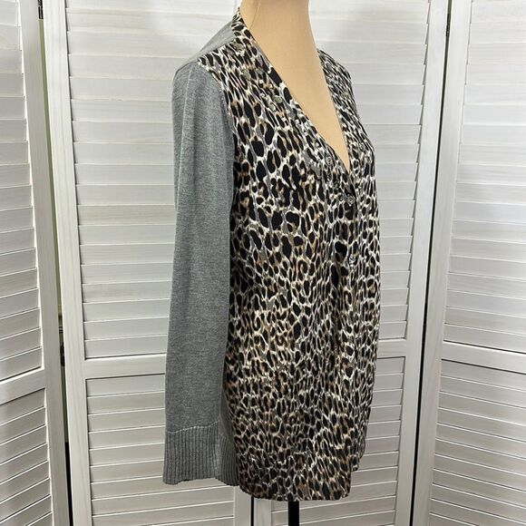 Chico’s Cardigan Size 1 (8) Peyton Long Line Leopard Print - Picture 6 of 15